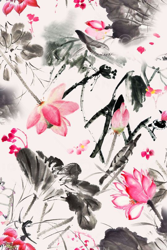 水墨印花华亿平台图片