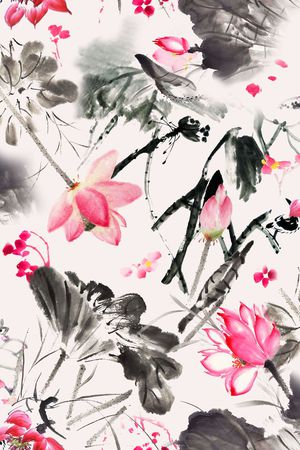 水墨印花华亿平台图片