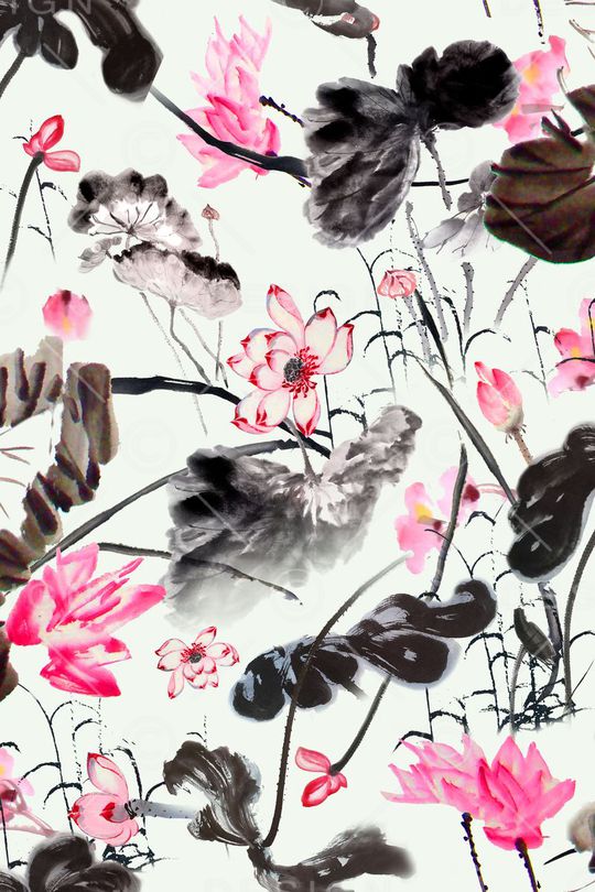 水墨印花华亿平台图片