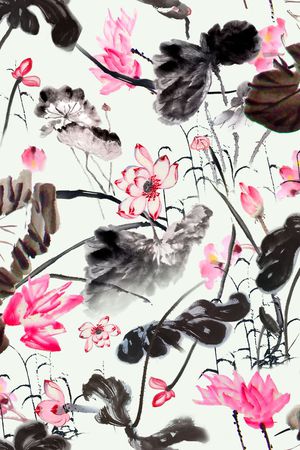 水墨印花华亿平台图片