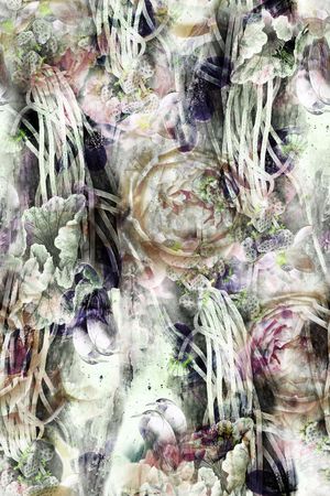 水墨抽象花卉印花华亿平台图片