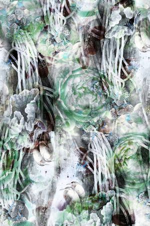 水墨抽象花卉印花华亿平台图片