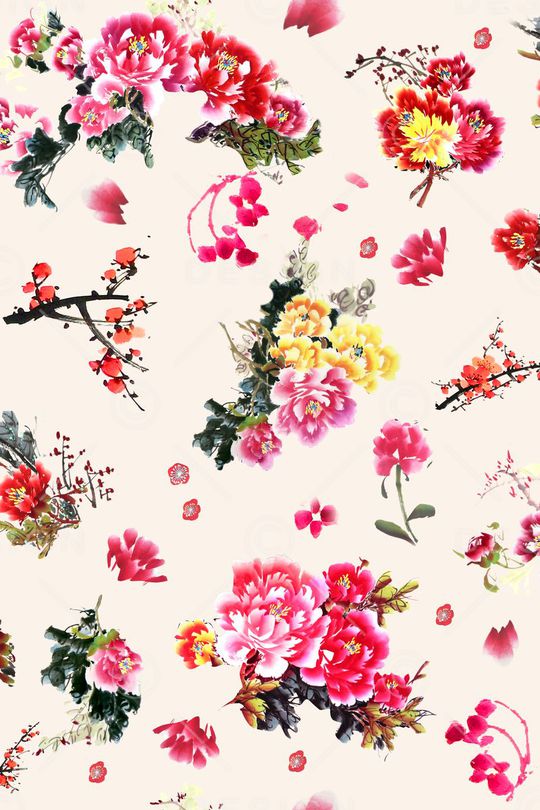 牡丹印花华亿平台图片