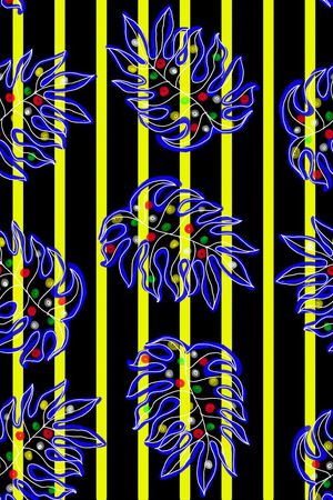 树叶+清爽条纹印花华亿平台图片