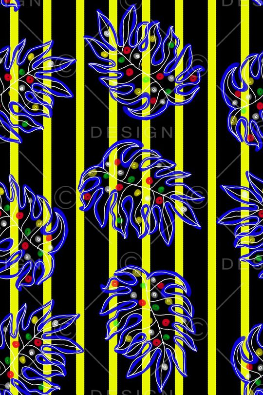 树叶+清爽条纹印花华亿平台图片