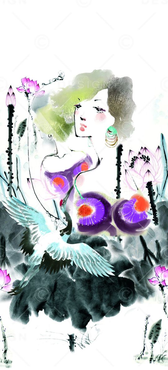 山水画印花华亿平台图片