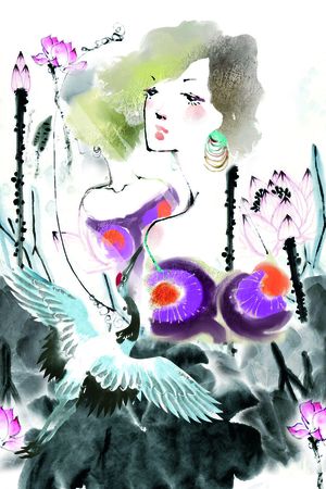 山水画印花华亿平台图片