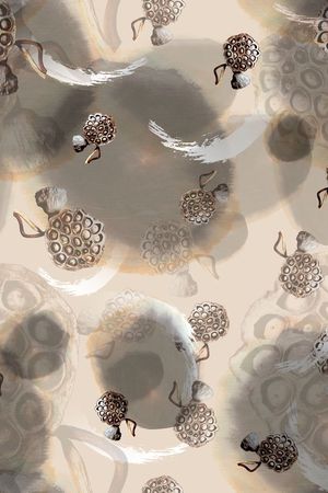 复古、水墨、莲蓬印花华亿平台图片