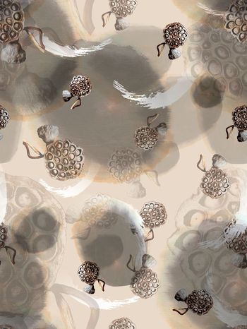 复古、水墨、莲蓬印花华亿平台图片