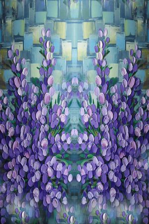 复古、油画、紫花印花华亿平台图片