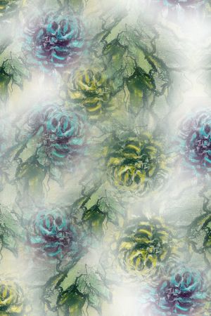 复古、油画、菊花印花华亿平台图片