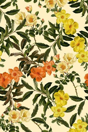 手绘花卉女装连衣裙印花华亿平台图片