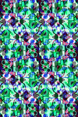 几何彩色图案印花华亿平台图片