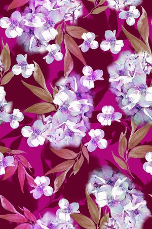 手绘水彩花印花华亿平台图片