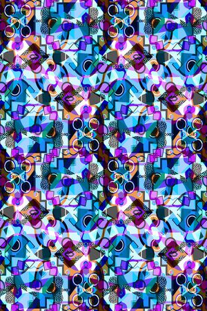 几何彩色图案印花华亿平台图片