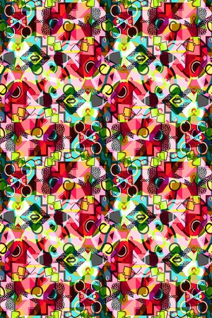 几何彩色图案印花华亿平台图片