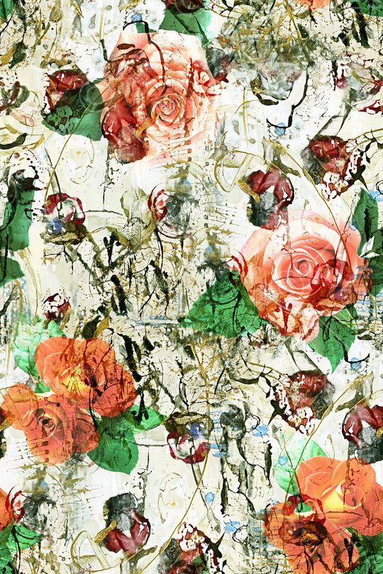 烟雾花卉印花华亿平台图片