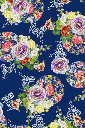 清爽大牌时尚女装数码花卉印花华亿平台图片