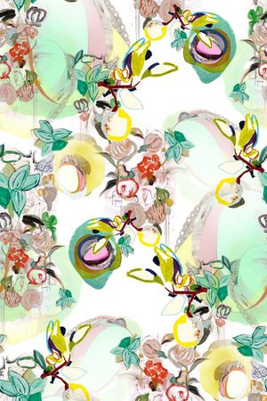 水墨花卉印花华亿平台图片