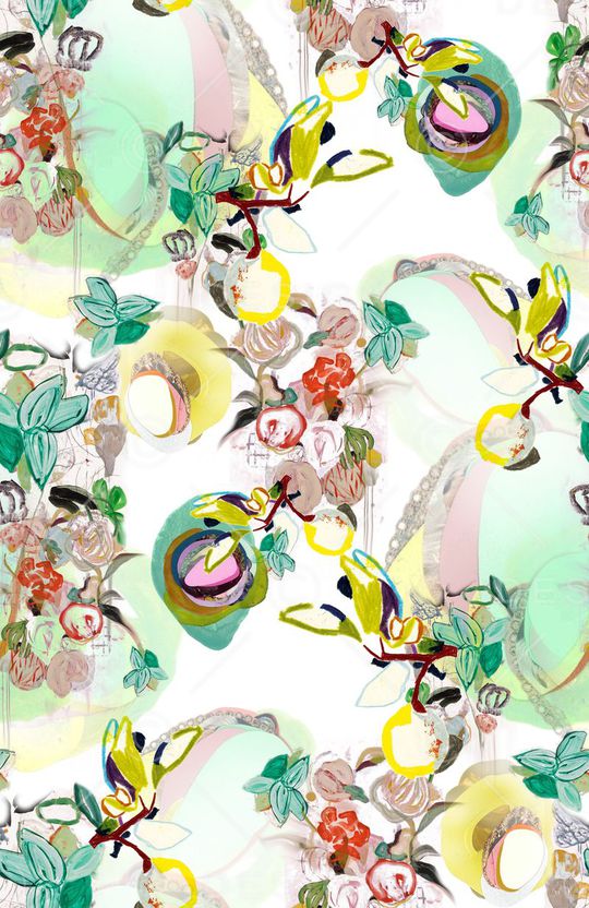 水墨花卉印花华亿平台图片