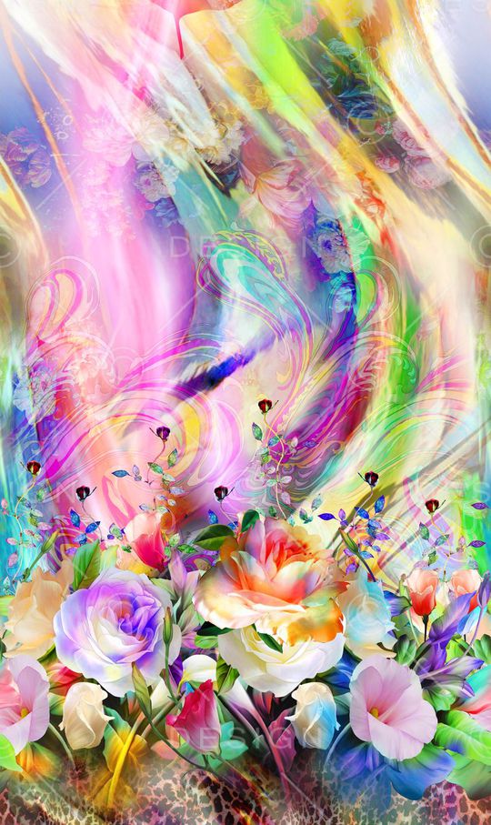 抽象数码时尚女装定位花卉印花华亿平台图片