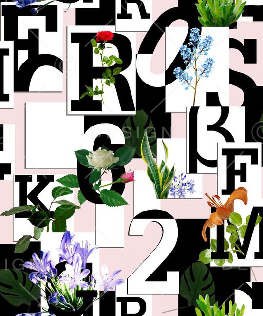 女装花卉字母拼贴印花华亿平台图片