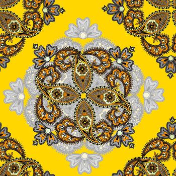 642047-方巾卷草腰果黄