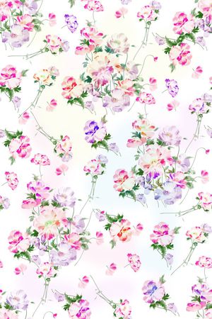 水彩手绘花卉印花华亿平台图片