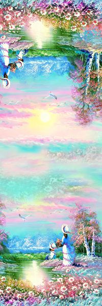 水墨油画风景印花华亿平台图片