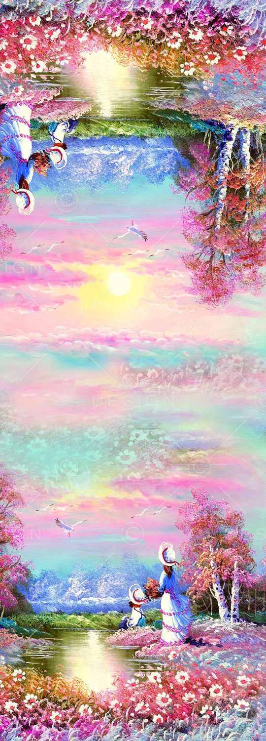 水墨油画风景印花华亿平台图片