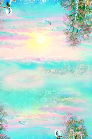 水墨油画风景印花华亿平台图片