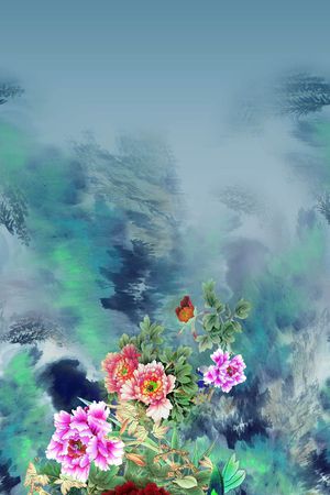 定位牡丹花印花华亿平台图片