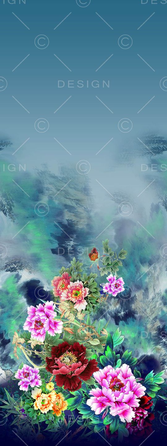 定位牡丹花印花华亿平台图片