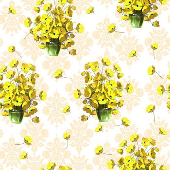 642649-花瓶吴美仁底纹黄