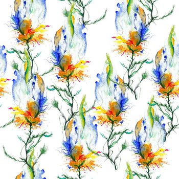 642676-水墨晕染树枝花卉