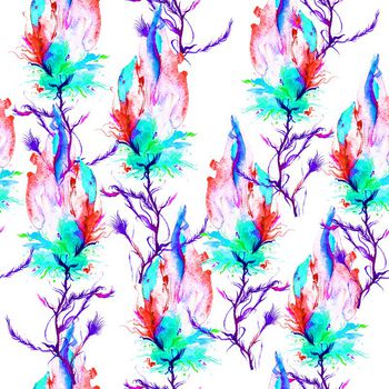 642678-水墨晕染树枝花卉亮