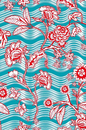 传统花卉印花华亿平台图片