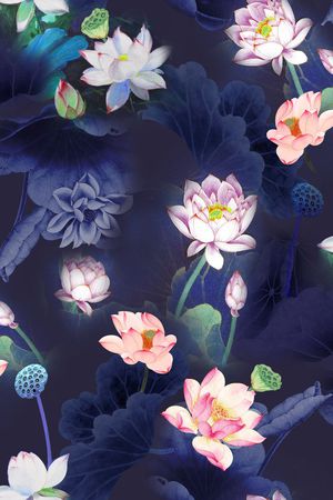 工笔画印花华亿平台图片