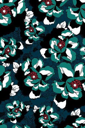 撞色色块大花印花华亿平台图片