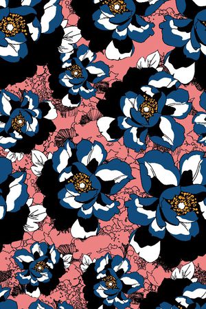 撞色色块大花印花华亿平台图片