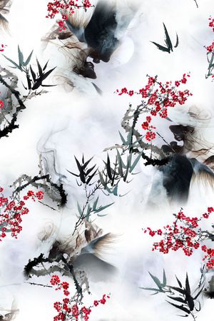 山水画印花华亿平台图片