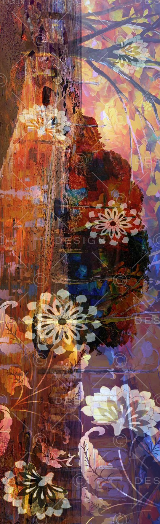 长巾花卉印花华亿平台图片