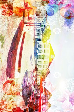 长巾花卉印花华亿平台图片