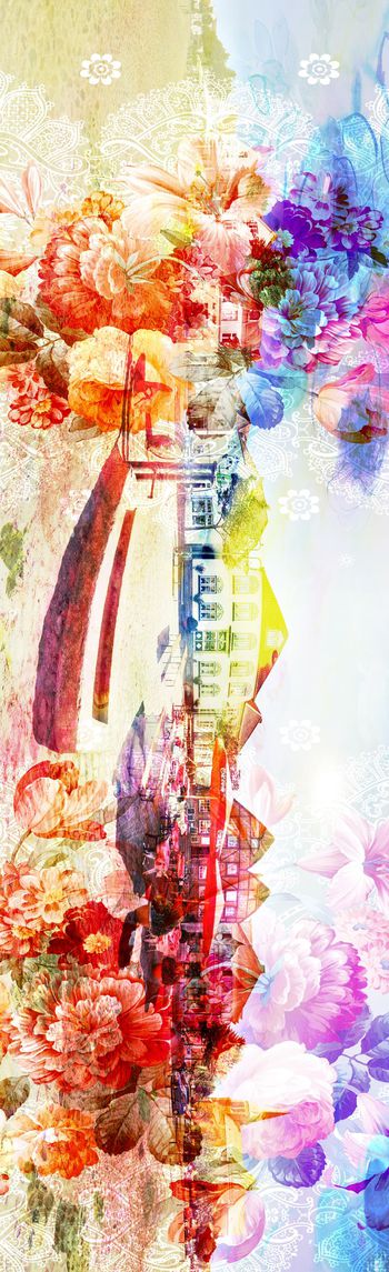 长巾花卉印花华亿平台图片