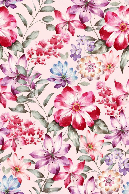 水彩花卉印花华亿平台图片