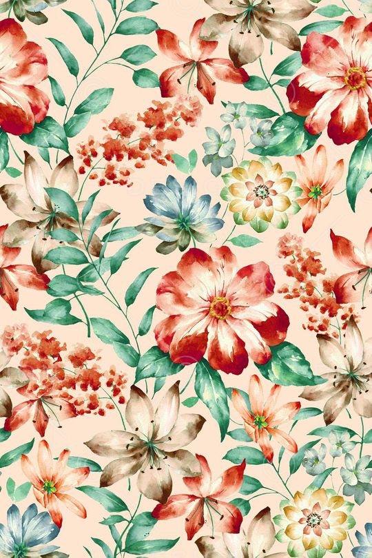 水彩花卉印花华亿平台图片