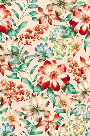 水彩花卉印花华亿平台图片