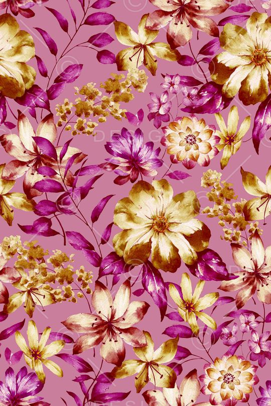 水彩花卉印花华亿平台图片