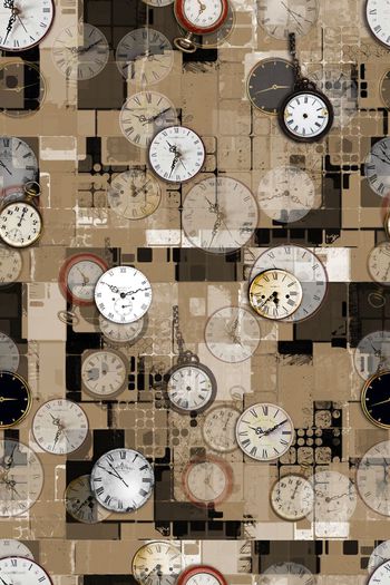 643380-时尚复古 几何钟表图案