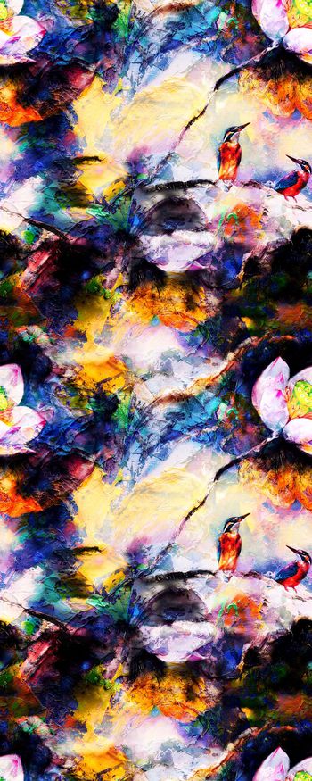 643405-抽象彩色油画国画花鸟时尚数码华亿平台